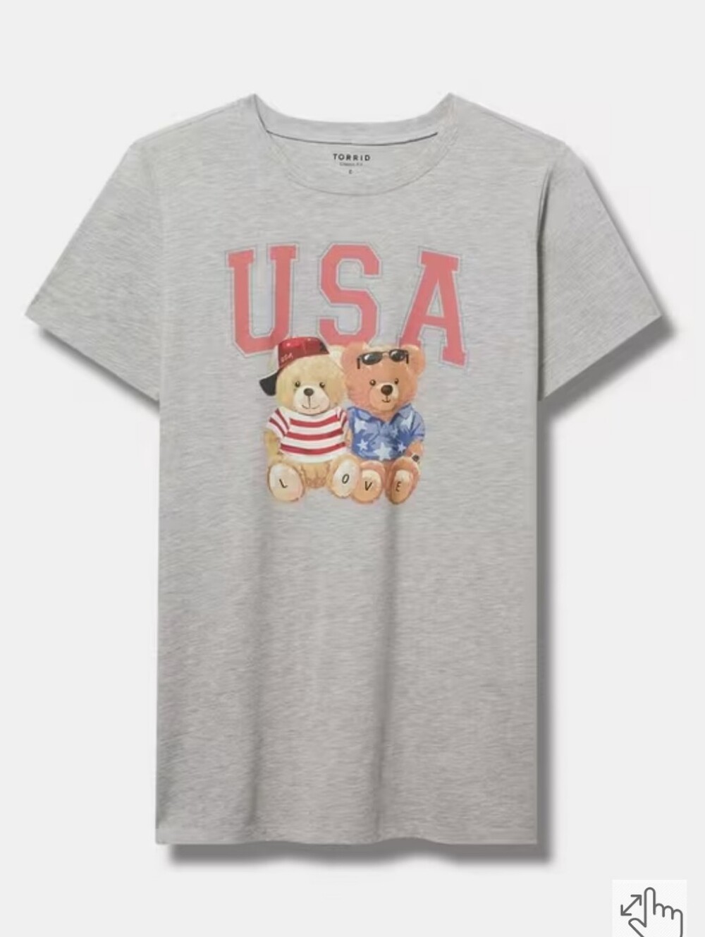 NWT TORRID USA Bear Classic Cotton Jersey Crew Tee